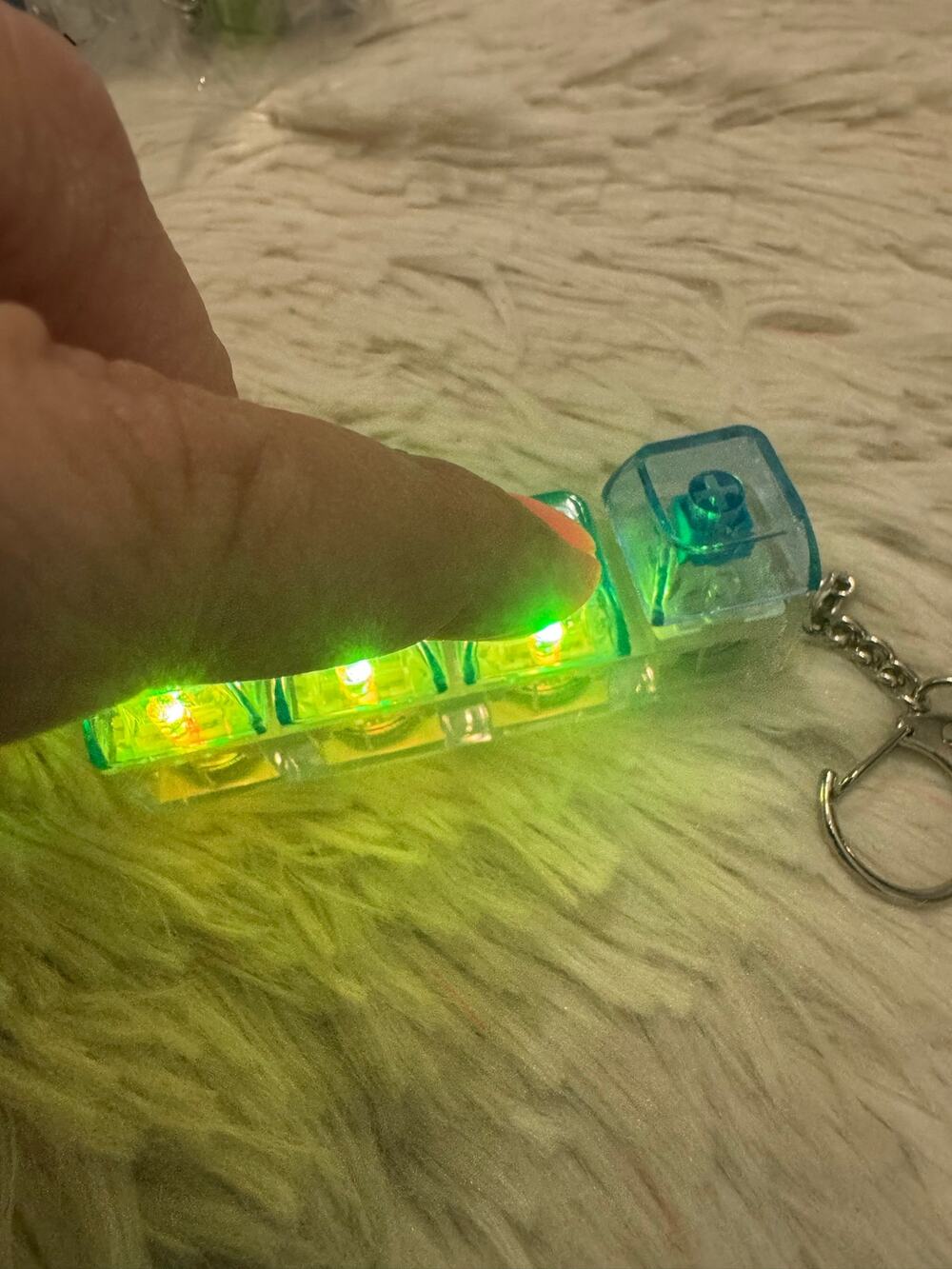 Green four keycap clicker keychain fidget with light. #keyboard #clicker